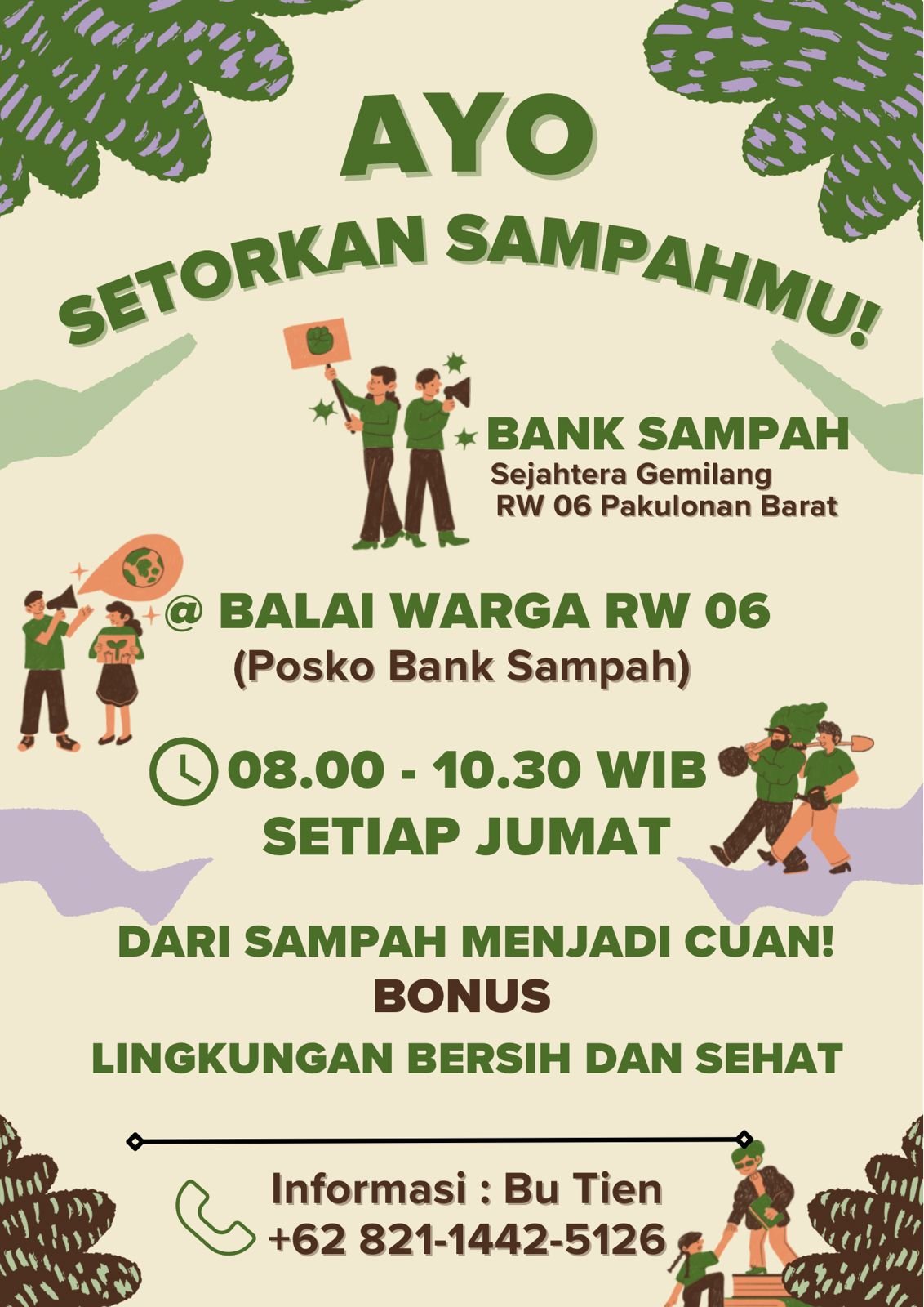 pengumpulan dan penimbangan sampah anorganik Bank Sampah Sejahtera Gemilang RW 06 Pakulonan Barat